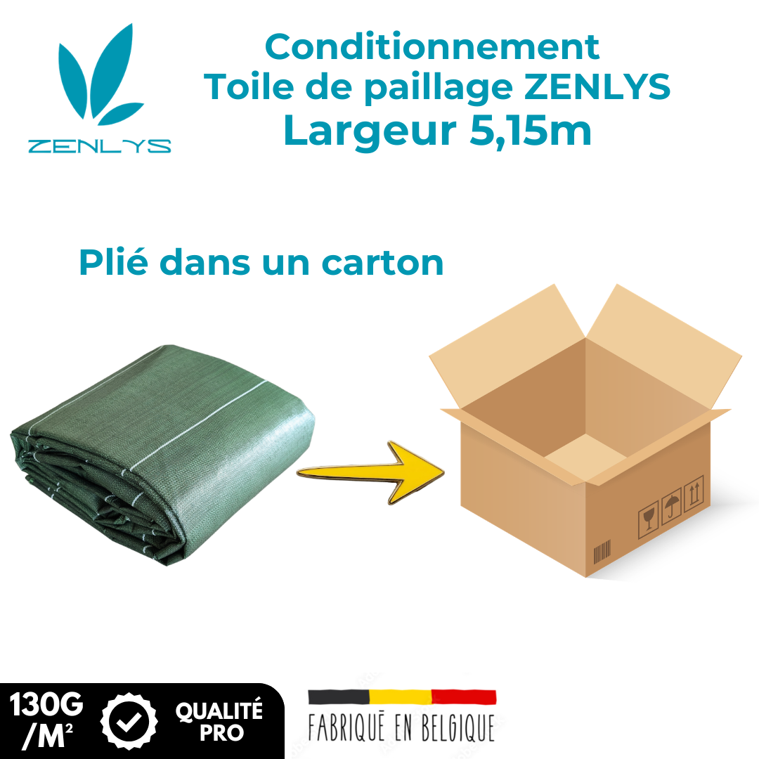 Toile de paillage Verte 130g/m² / Largeur 5,15m / Longueur : 5m, 10m, 15m, 20m, 25m ou 40m