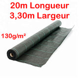 Toile de paillage Verte 130g/m² / Largeur 3,30m / Longueur : 5m, 10m, 15m, 20m, 25m ou 50m