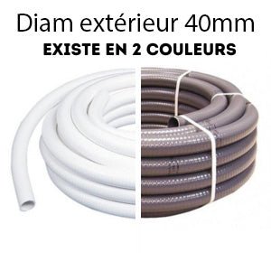 Couronnes Tuyau Piscine PVC Pression Souple Semi-Rigide à coller diamètre 40mm