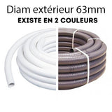 Couronnes Tuyau Piscine PVC Pression Souple Semi-Rigide à coller diamètre 63mm