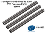Lots de Barres Rigide Tube PVC Pression PN10 ou PN16 (diamètres 32mm, 40mm, 50mm, 63mm)