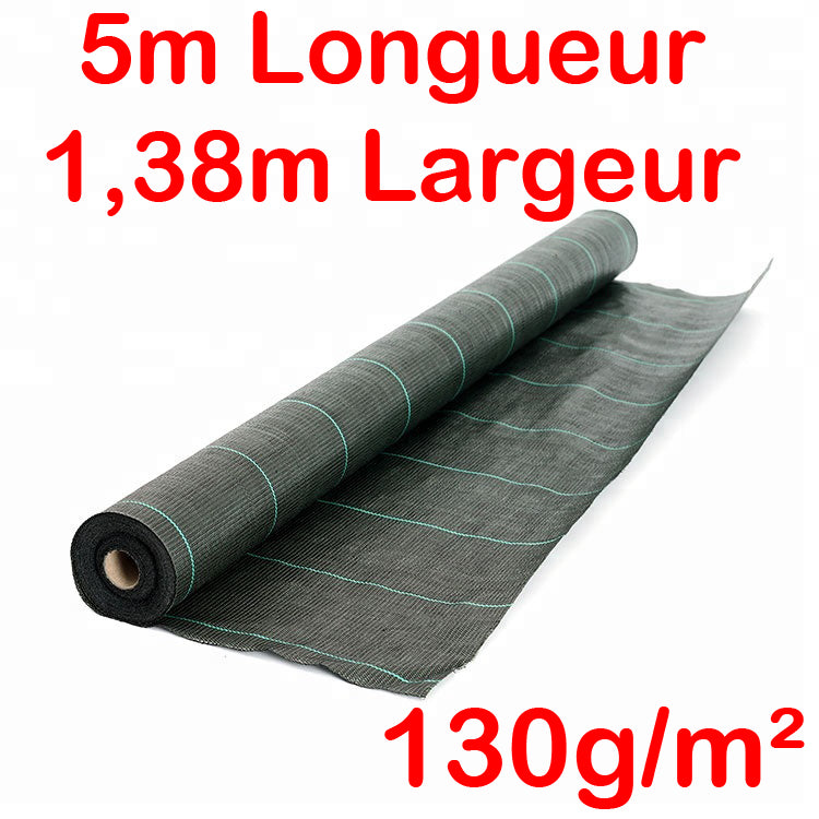 Toile de paillage Verte 130g/m² / Largeur 1,38m / Longueur : 5m, 10m, 15m, 20m, 25m, 50m ou 100m