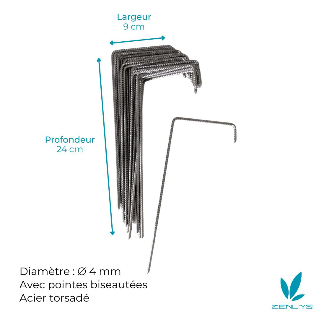 Agrafes sols durs ou caillouteux 24cm/9cm/4cm (Lots de 20, 50, 100 ou 250)