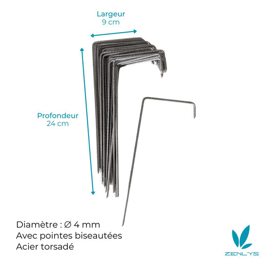 Agrafes sols durs ou caillouteux 24cm/9cm/4cm (Lots de 20, 50, 100 ou 250)