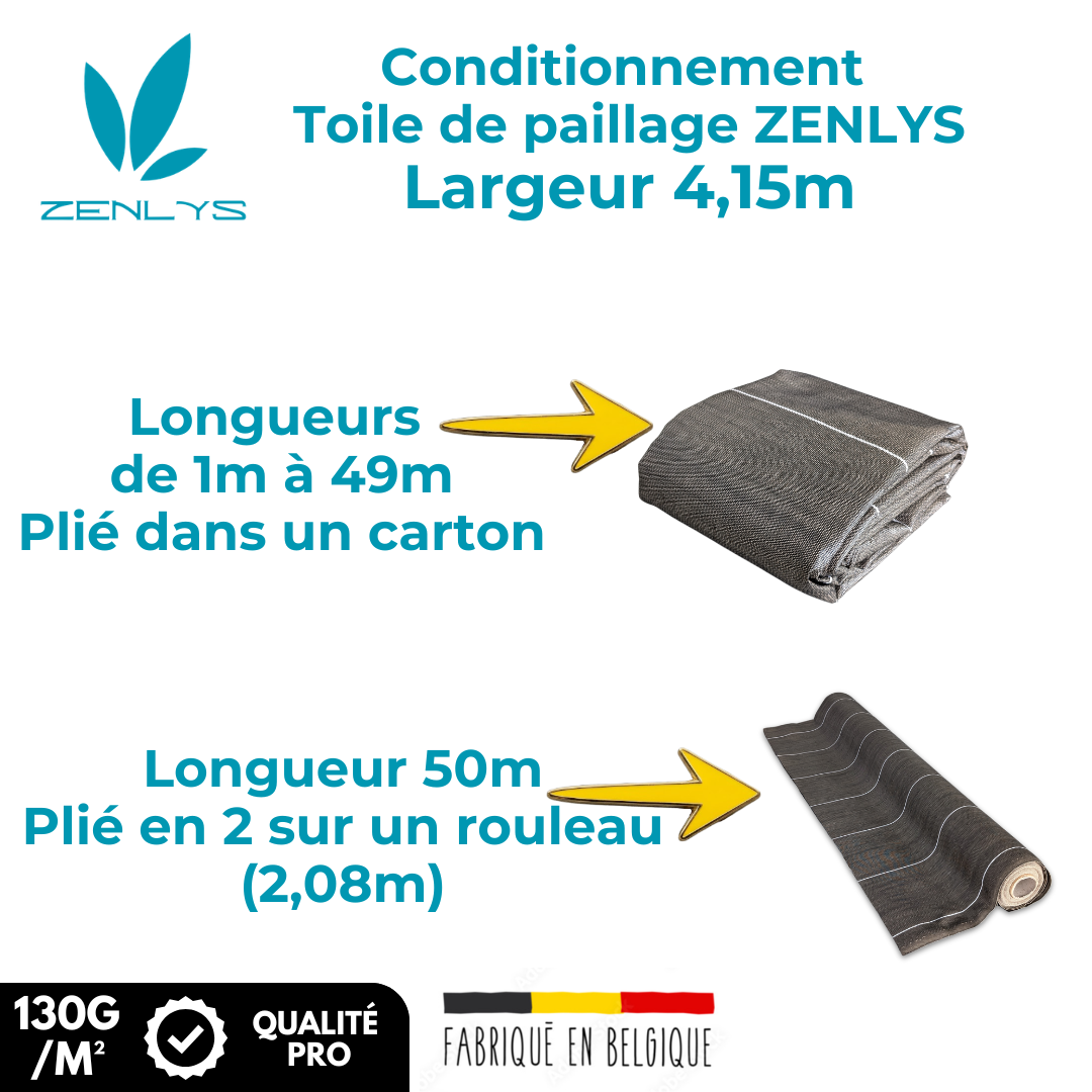 Toile de paillage Marron 130g/m² / Largeur 4,15m / Longueur : 5m, 10m, 15m, 20m, 25m ou 50m