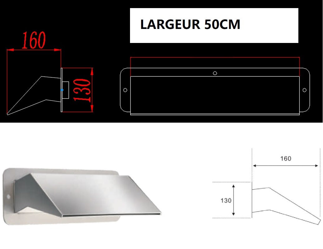 Lame d'eau en forme de Bec Largeur 50cm