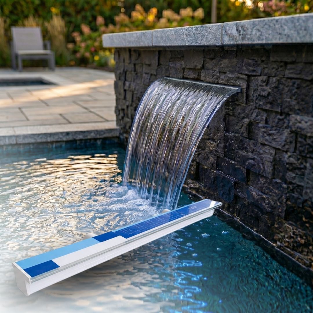 Lame d'eau acrylique encastrée 2,5cm débord / Largeurs 120cm,90cm,60cm ou 30cm / avec ou sans led