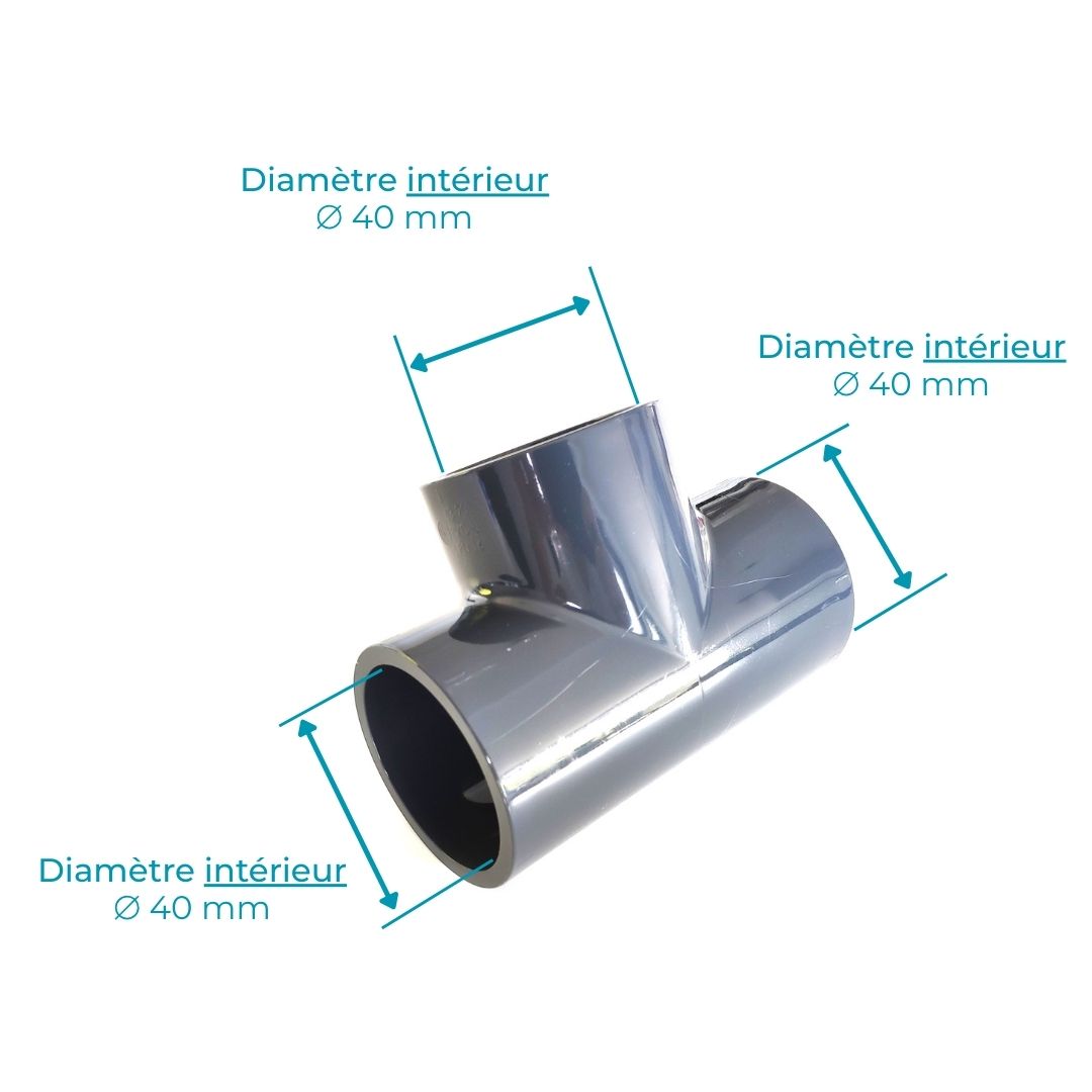 Té 32mm, 40mm, 50mm ou 63mm