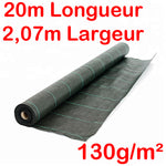 Toile de paillage Verte 130g/m² / Largeur 2,07m / Longueur : 5m, 10m, 15m, 20m, 25m, 50m ou 100m