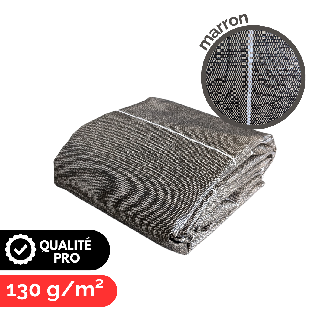 Toile de paillage Marron 130g/m² / Largeur 3,30m / Longueur : 5m, 10m, 15m, 20m, 25m ou 50m