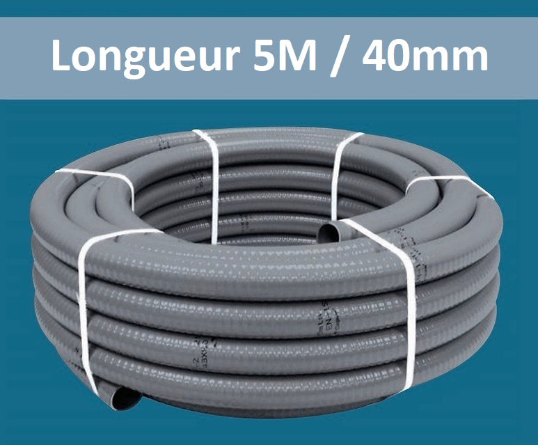 Couronnes Tuyau Piscine PVC Pression Souple Semi-Rigide à coller diamètre 40mm