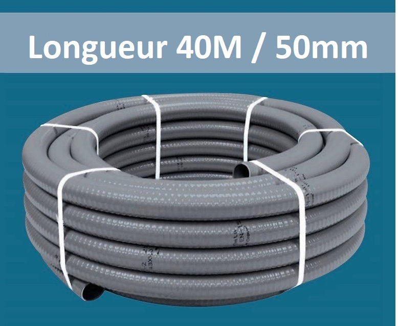 Couronnes Tuyau Piscine PVC Pression Souple Semi-Rigide à coller diamètre 50mm