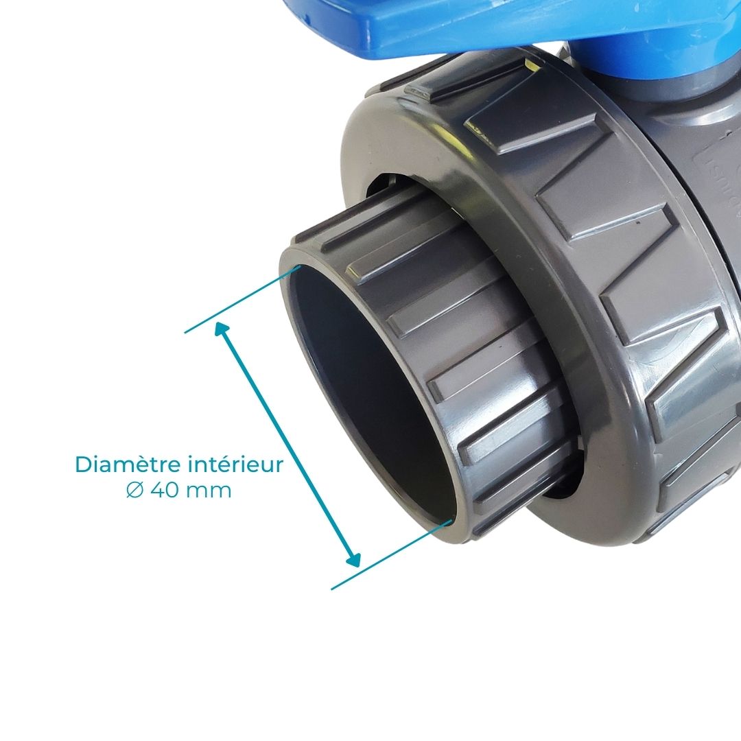 Vanne PVC Pression 25mm, 32mm, 40mm, 50mm ou 63mm