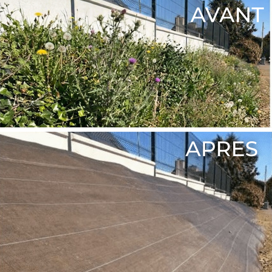 Vente au mètre / Toile de paillage marron ou vert 130g/m² / Largeurs 1,28m / 1,38m / 2,07m / 2,20m / 3,3m / 4,15m / 5,15m