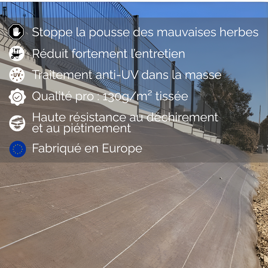 Toile de paillage Marron 130g/m² / Largeur 1,38m / Longueur : 5m, 10m, 15m, 20m, 25m, 50m ou 100m