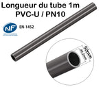 Barre Tuyau Rigide Tube PVC Pression PN10 ou PN16 (diamètres 32mm, 40mm, 50mm, 63mm)