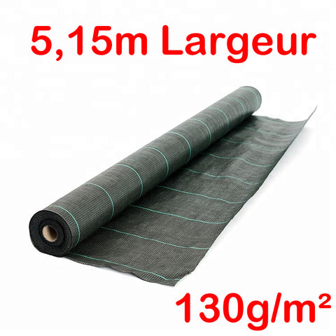 Toile de paillage Verte 130g/m² / Largeur 5,15m / Longueur : 5m, 10m, 15m, 20m, 25m ou 40m (En Stock)