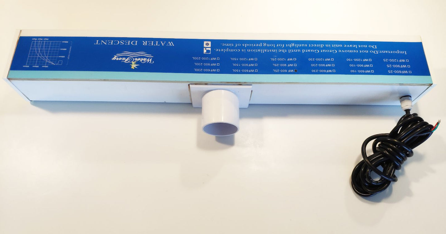 Lame d'eau acrylique encastrée 2,5cm débord / Largeurs 120cm,90cm,60cm ou 30cm / avec ou sans led