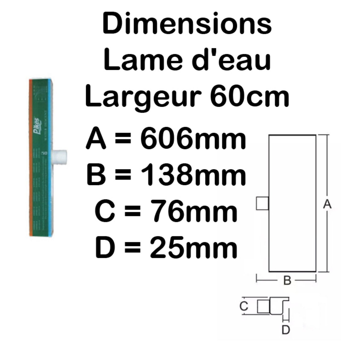 Lame d'eau acrylique encastrée 2,5cm débord / Largeurs 120cm,90cm,60cm ou 30cm / avec ou sans led
