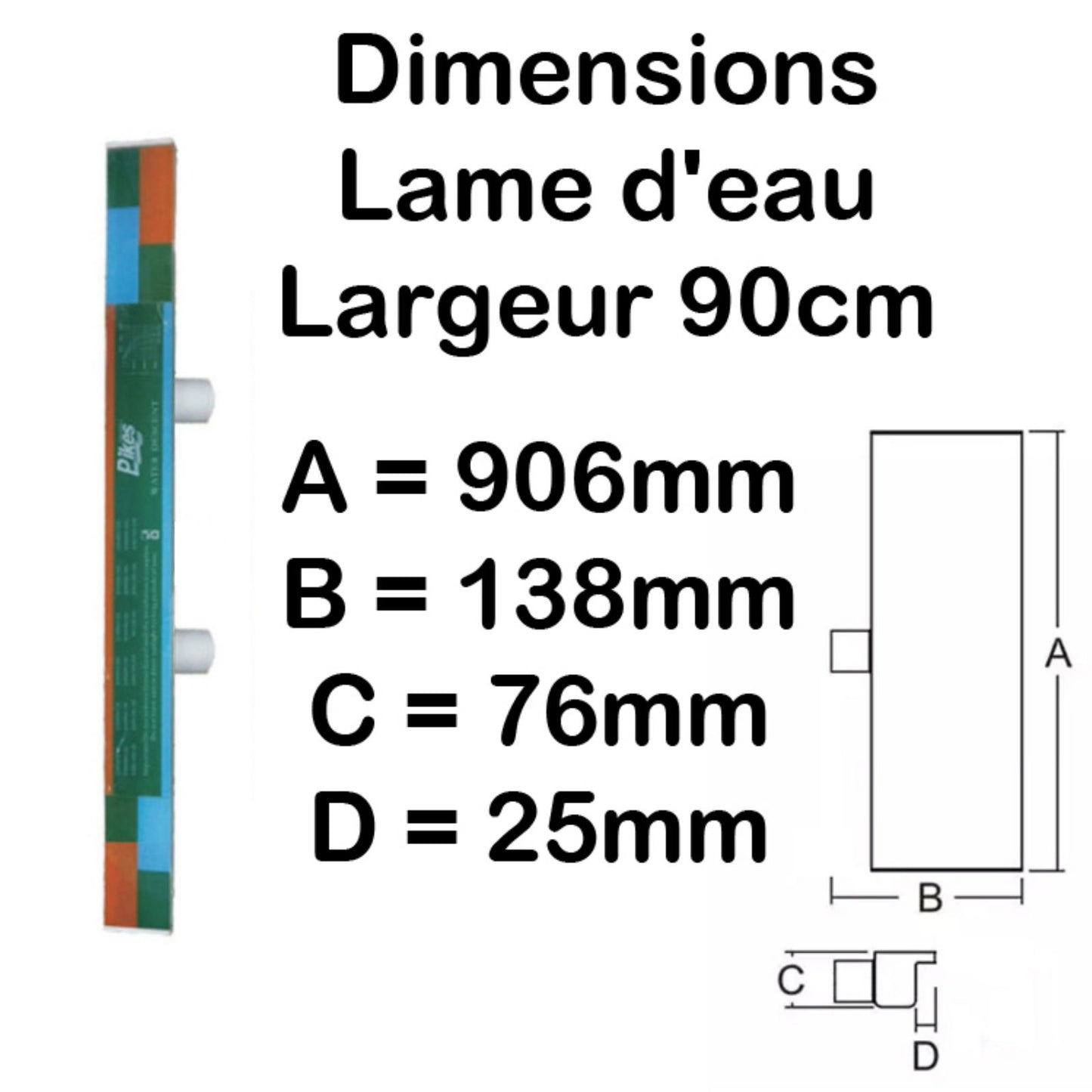Lame d'eau acrylique encastrée 2,5cm débord / Largeurs 120cm,90cm,60cm ou 30cm / avec ou sans led