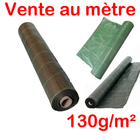 Vente au mètre / Toile de paillage marron ou vert 130g/m² / Largeurs 1,28m / 2,07m / 2,20m / 3,3m / 4,15m / 5,15m (En Stock)