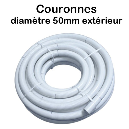 Couronnes Tuyau Piscine PVC Pression Souple Semi-Rigide à coller diamètre 50mm