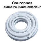 Couronnes Tuyau Piscine PVC Pression Souple Semi-Rigide à coller diamètre 50mm (En Stock)