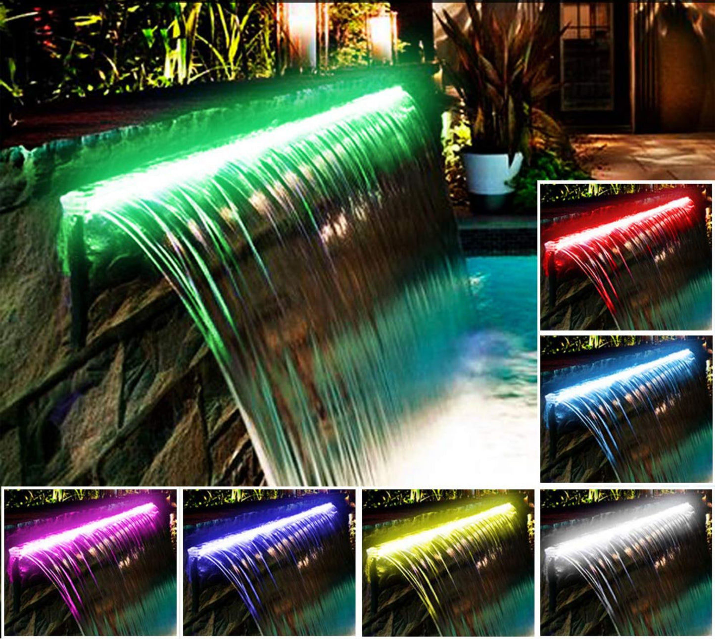 Lame d'eau acrylique encastrée 2,5cm débord / Largeurs 120cm,90cm,60cm ou 30cm / avec ou sans led