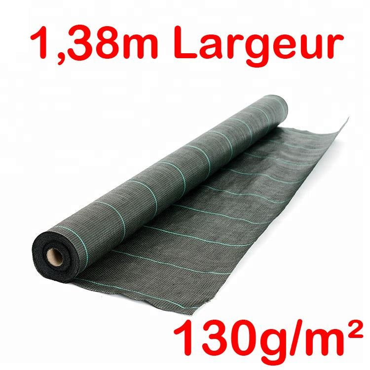 Toile de paillage Verte 130g/m² / Largeur 1,38m / Longueur : 5m, 10m, 15m, 20m, 25m, 50m ou 100m